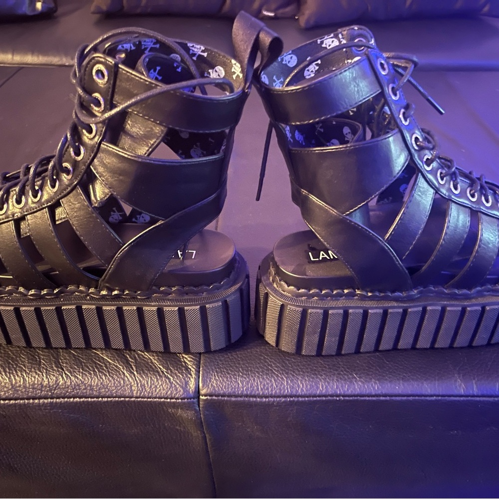 Black Gladiator Platform Sandals